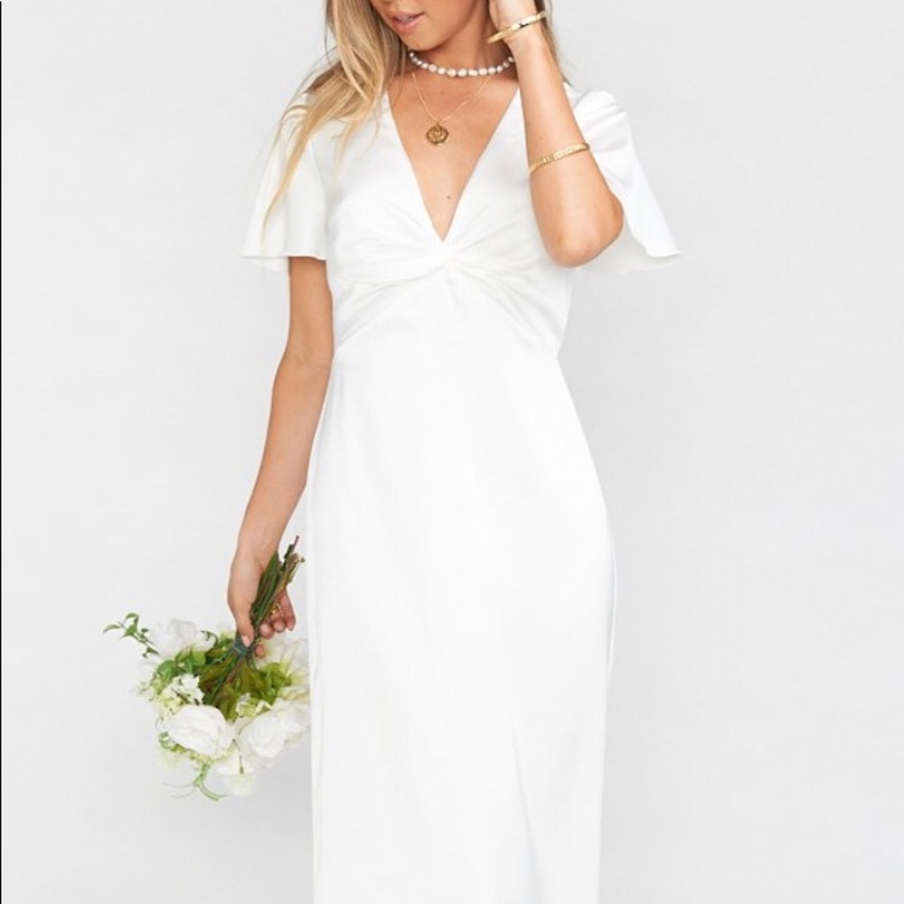 Show Me Your Mumu Gown in Ivory Luxe Satin